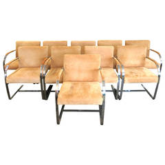 Set of Ten Cy Mann Mid-Century Modern Dining or Conference Chairs Chrome Frame