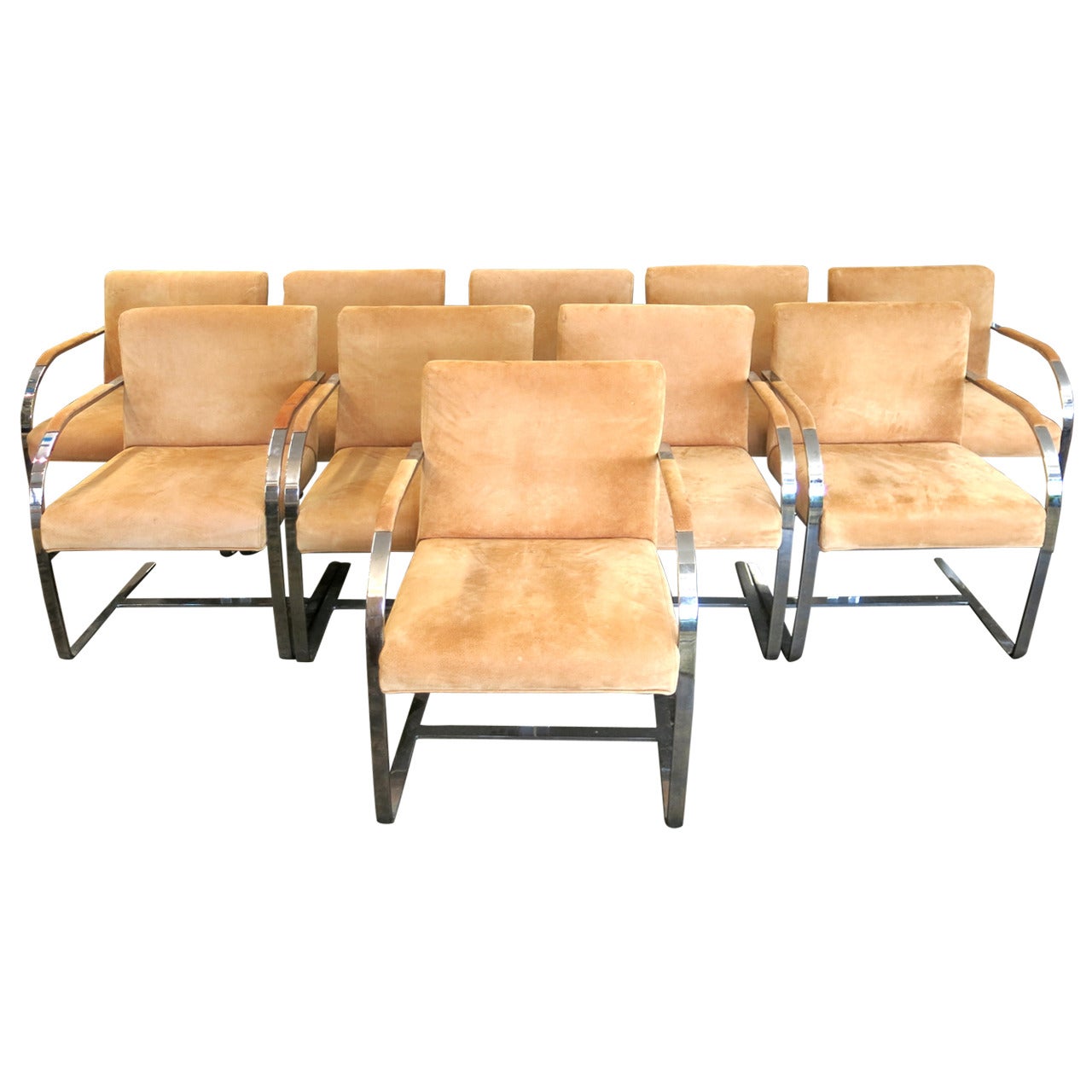 Set of Ten Cy Mann Mid-Century Modern Dining or Conference Chairs Chrome Frame