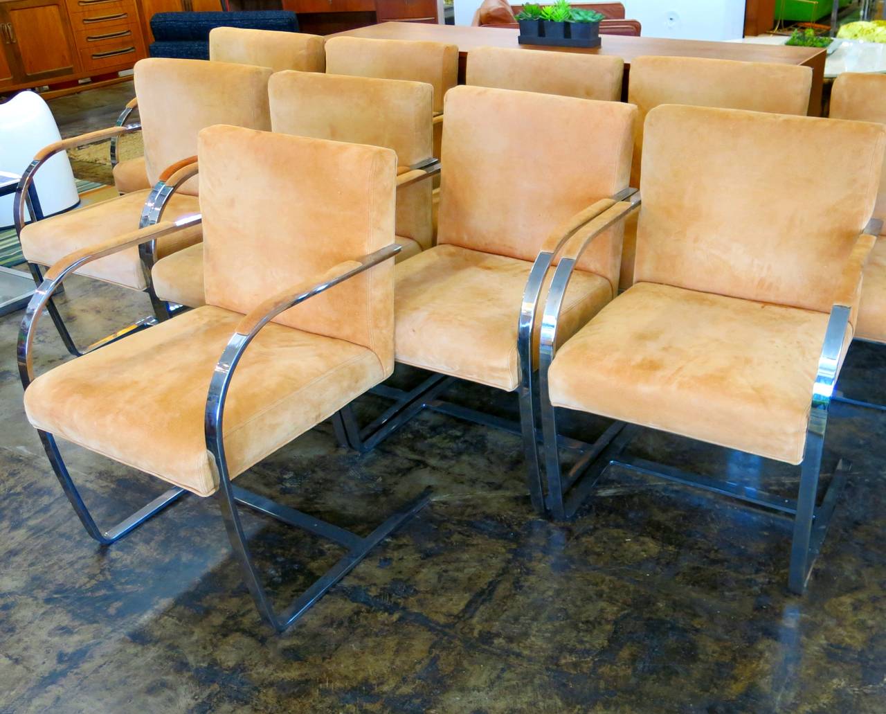 Set of Ten Cy Mann Mid-Century Modern Dining or Conference Chairs Chrome Frame In Good Condition In Austin, TX