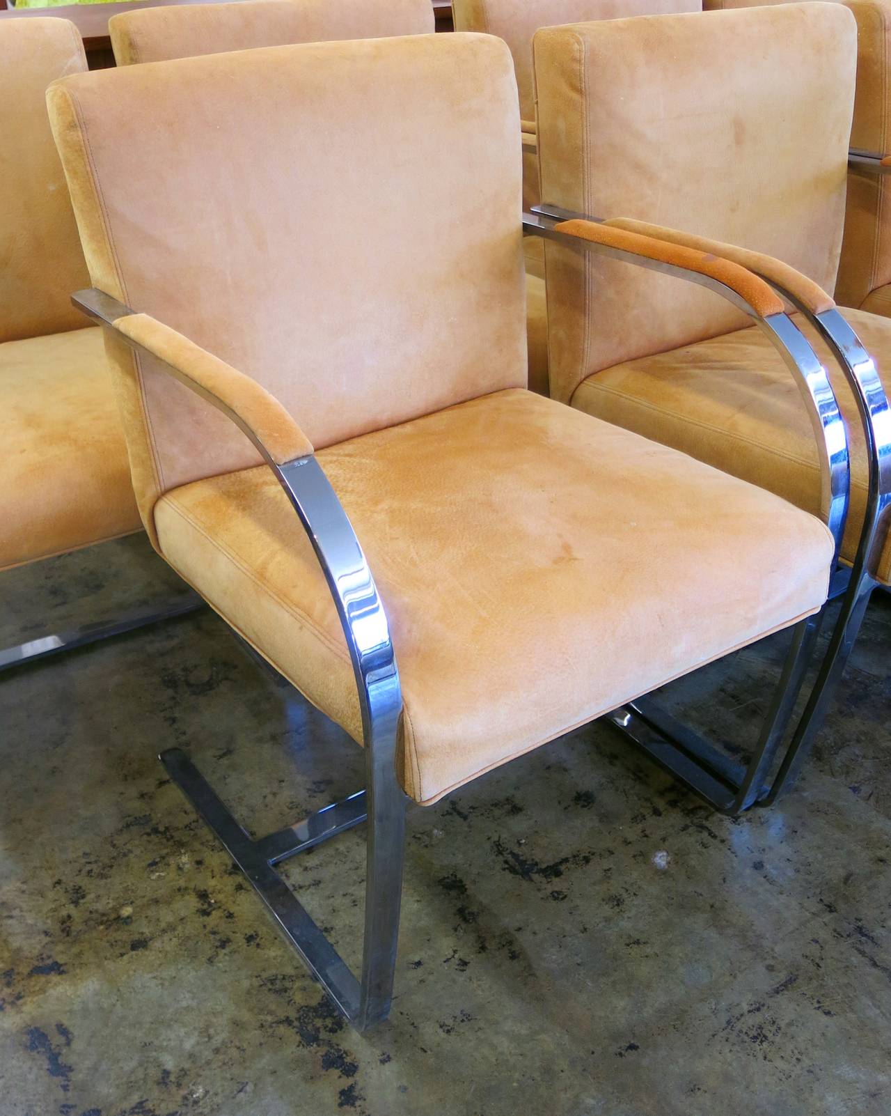 American Set of Ten Cy Mann Mid-Century Modern Dining or Conference Chairs Chrome Frame