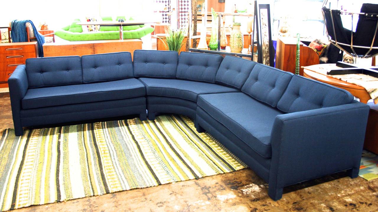 ThreePiece Curved Parsons Style Sectional Sofa, circa 1970s