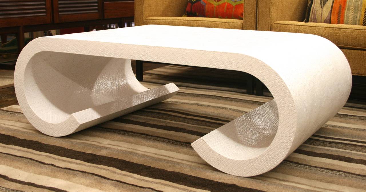Lacquered 1970s Waterfall Edge Coffee Table in the Style of Karl Springer In Excellent Condition In Austin, TX