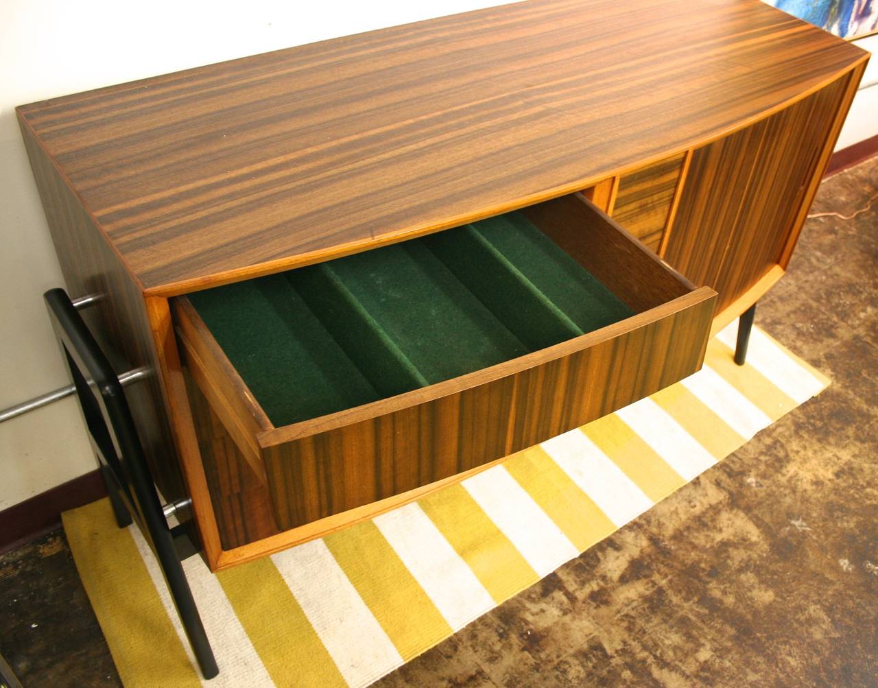 Mid-Century Modern Credenza with Curved Front and Tambour Door 2