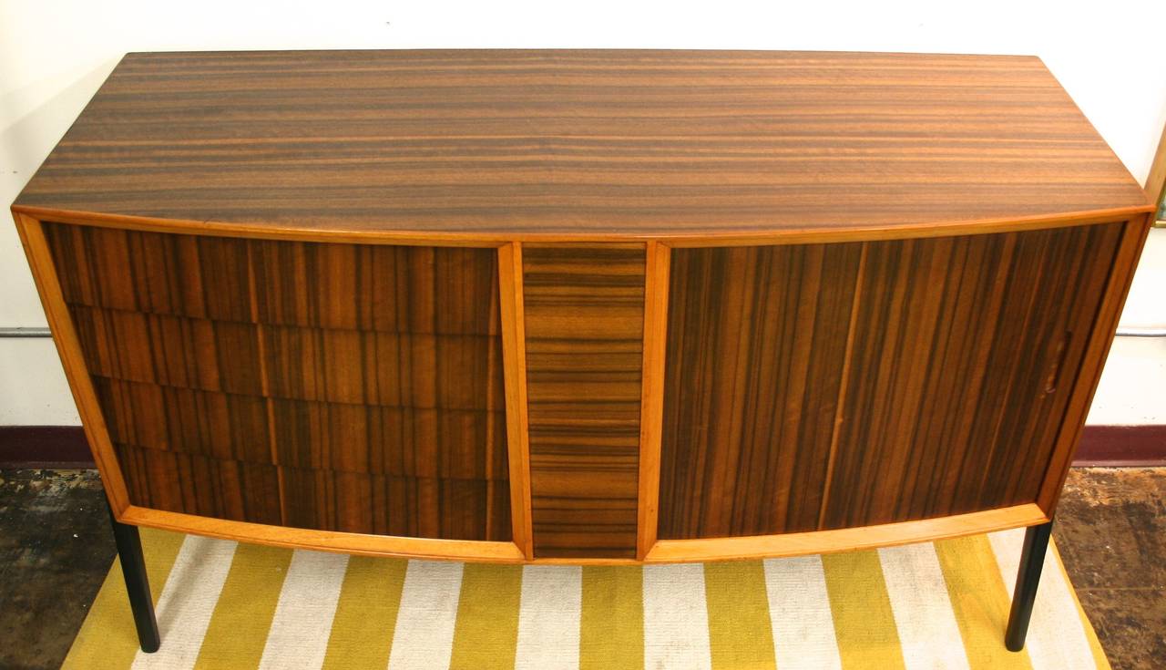 Mid-Century Modern Credenza with Curved Front and Tambour Door 3