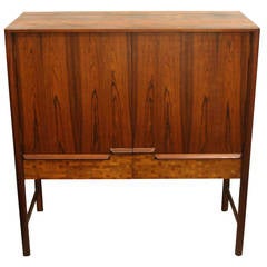 Mid-Century Modern Rosewood Dry Bar with Teak Details