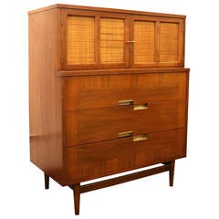 Mid-Century Modern Cane and Walnut American of Martinsville Chest
