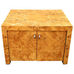 Burled Wood Milo Baughman Style Cabinet or Chest, circa 1970s