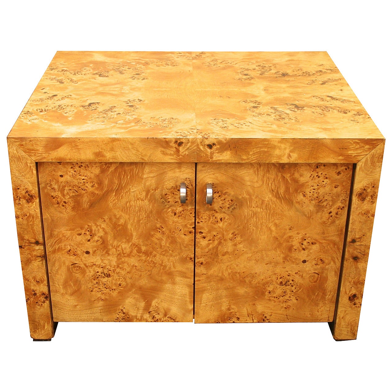 Burled Wood Milo Baughman Style Cabinet or Chest, circa 1970s