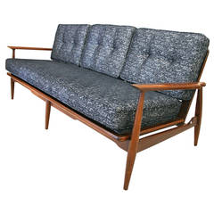 Mid-Century Modern Danish Sofa with Walnut Frame and New Upholstery, circa 1960s