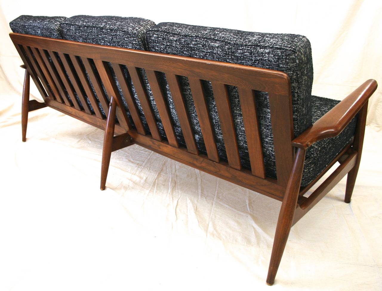 MidCentury Modern Danish Sofa with Walnut Frame and New Upholstery, circa 1960s at 1stdibs