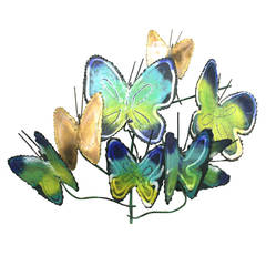 Metal and Enamel Butterfly Wall Sculpture by Curtis Jere, circa 1970s