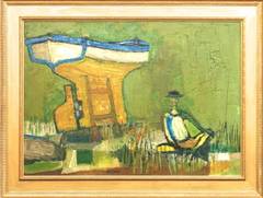 Mid-Century Modern Oil on Canvas Painting by David Adickes, circa 1962