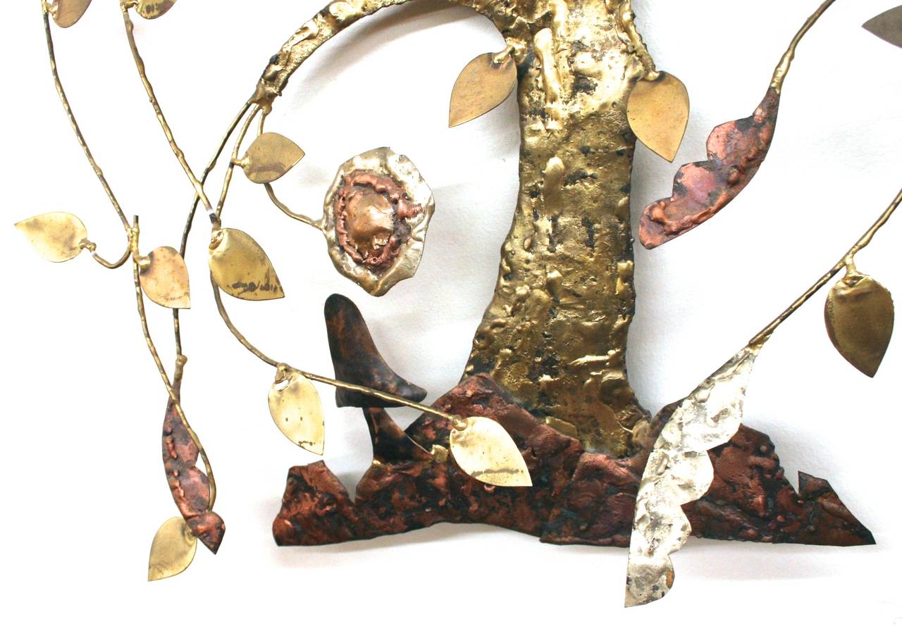 Mid-Century Modern Brass and Copper Willow Tree Sculpture c. 1960s