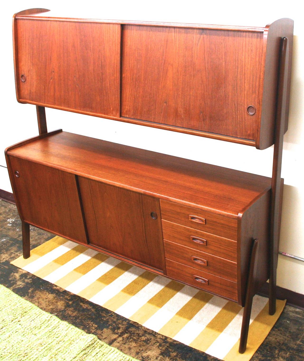 20th Century Italian Modern Teak Credenza and Dry Bar