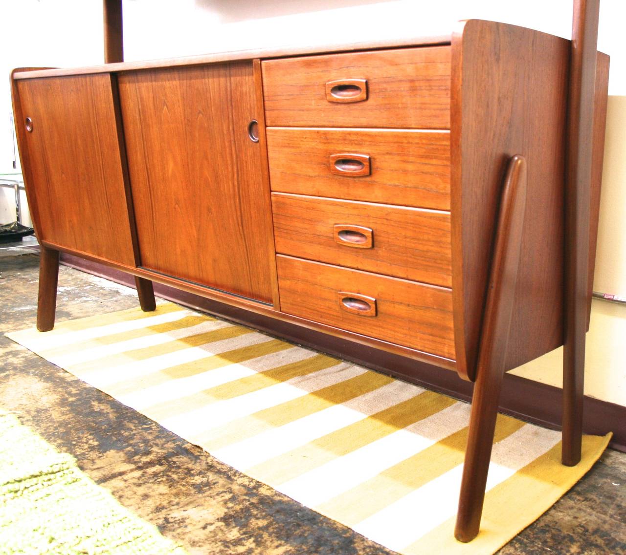 Italian Modern Teak Credenza and Dry Bar 1