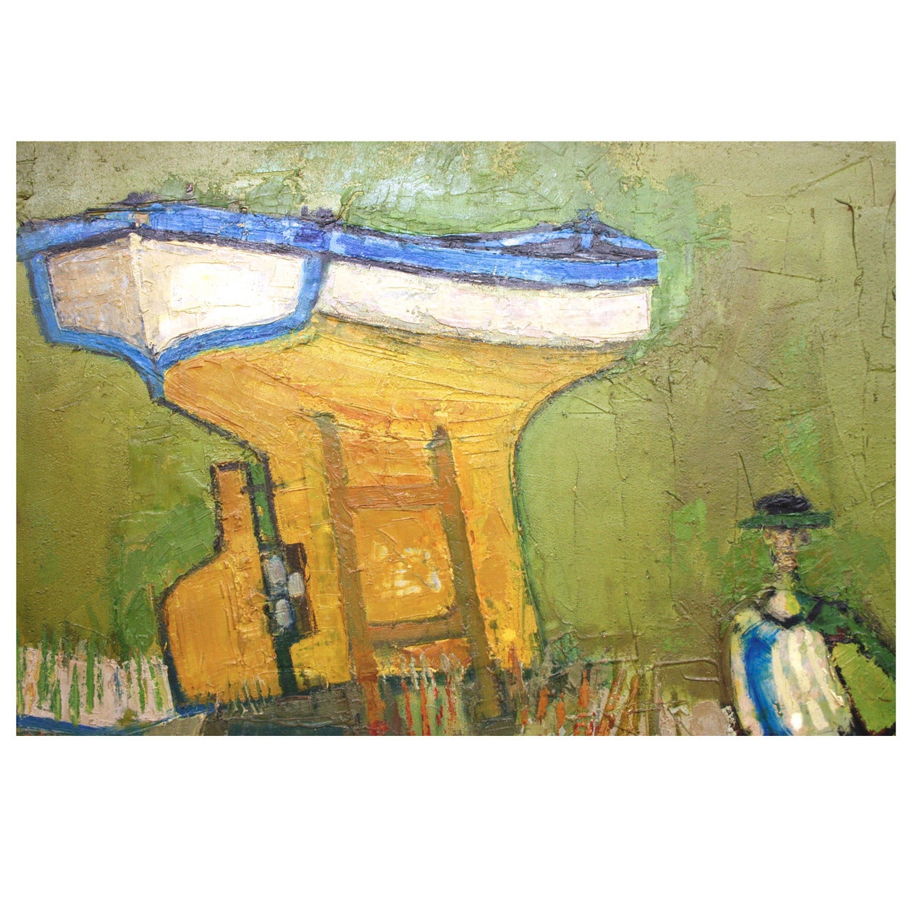 Mid-Century Modern Oil on Canvas Painting by David Adickes, circa 1962 For Sale