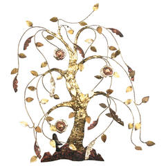 Mid-Century Modern Brass and Copper Willow Tree Sculpture c. 1960s