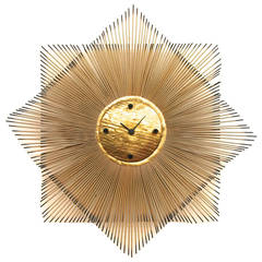 Mid-Century Modern Brass Spike Sculptural Clock