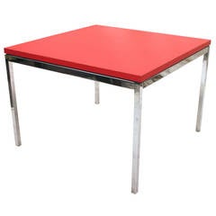 Mid-Century Modern Knoll Coffee Table with Chrome Frame and Red Laminate Top