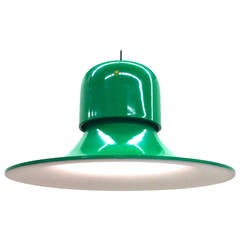Stilnovo Emerald Green Enamel Bell-Shaped Italian Pendant Light