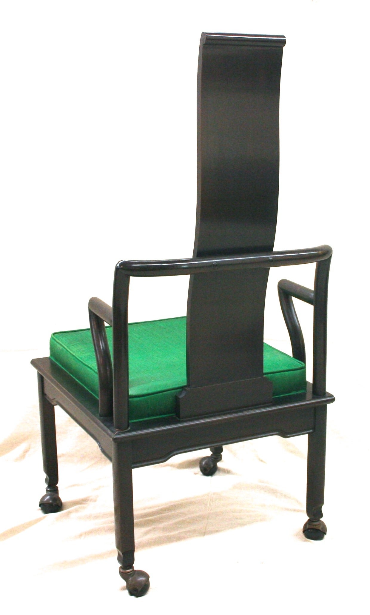 Widdicomb Set of Six Asian Modern Black Lacquer Dining Chairs, circa 1960 In Excellent Condition In Austin, TX