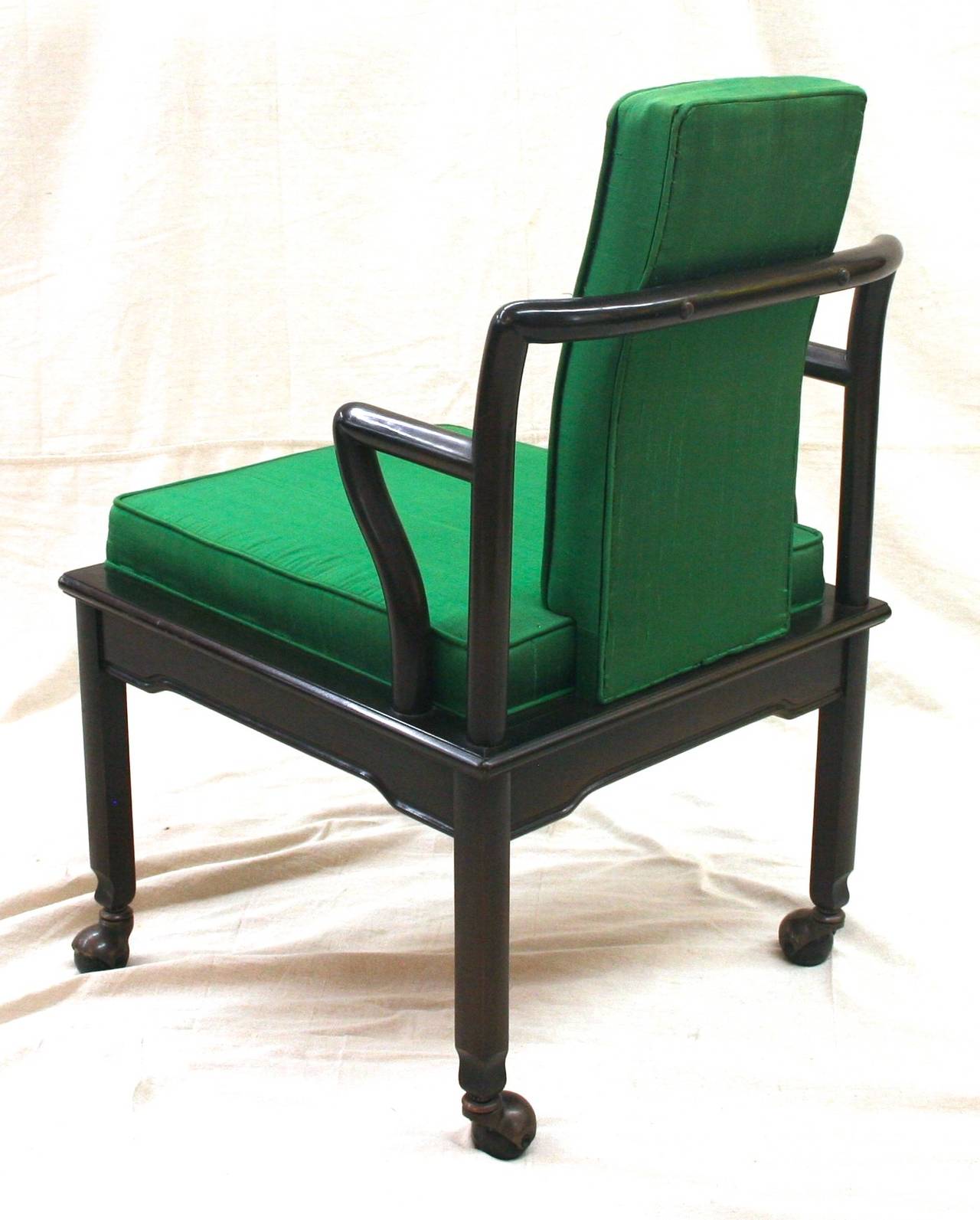 Widdicomb Set of Six Asian Modern Black Lacquer Dining Chairs, circa 1960 2