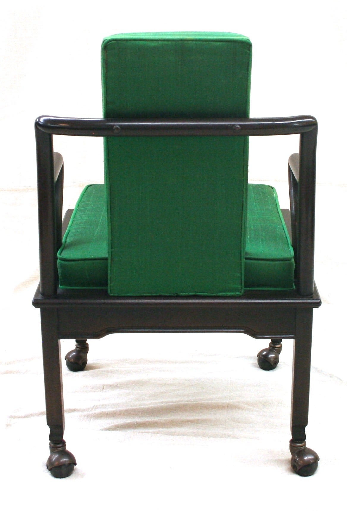 Widdicomb Set of Six Asian Modern Black Lacquer Dining Chairs, circa 1960 1