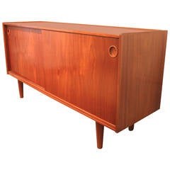 Teak Mid-Century Modern Sliding Door Credenza, circa 1960