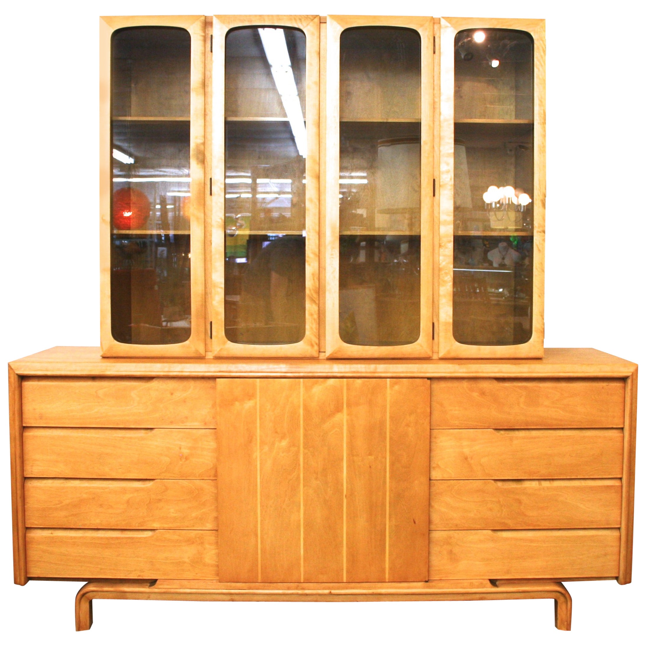 Sideboard with Hutch Made in Sweden in the Style of Edmond Spence, circa 1960