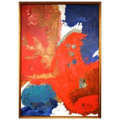 Framed Oversized Abstract Painting by Erle Loran, circa 1960