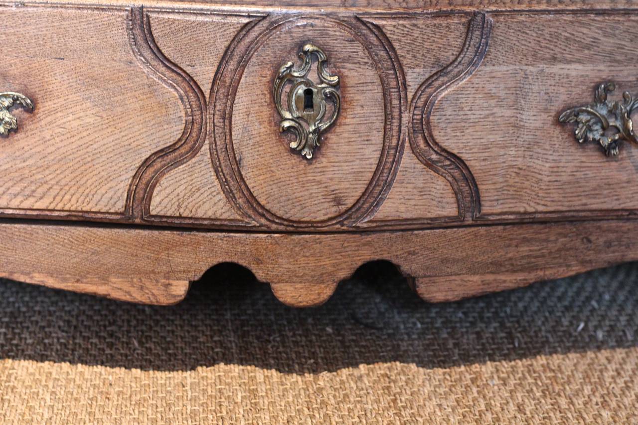 French Weathered Oak Serpentine Commode For Sale
