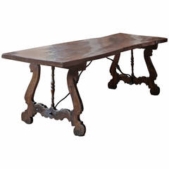 Walnut Table with Iron Stretcher