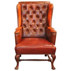 Antique Tufted Leather Wingback Chair