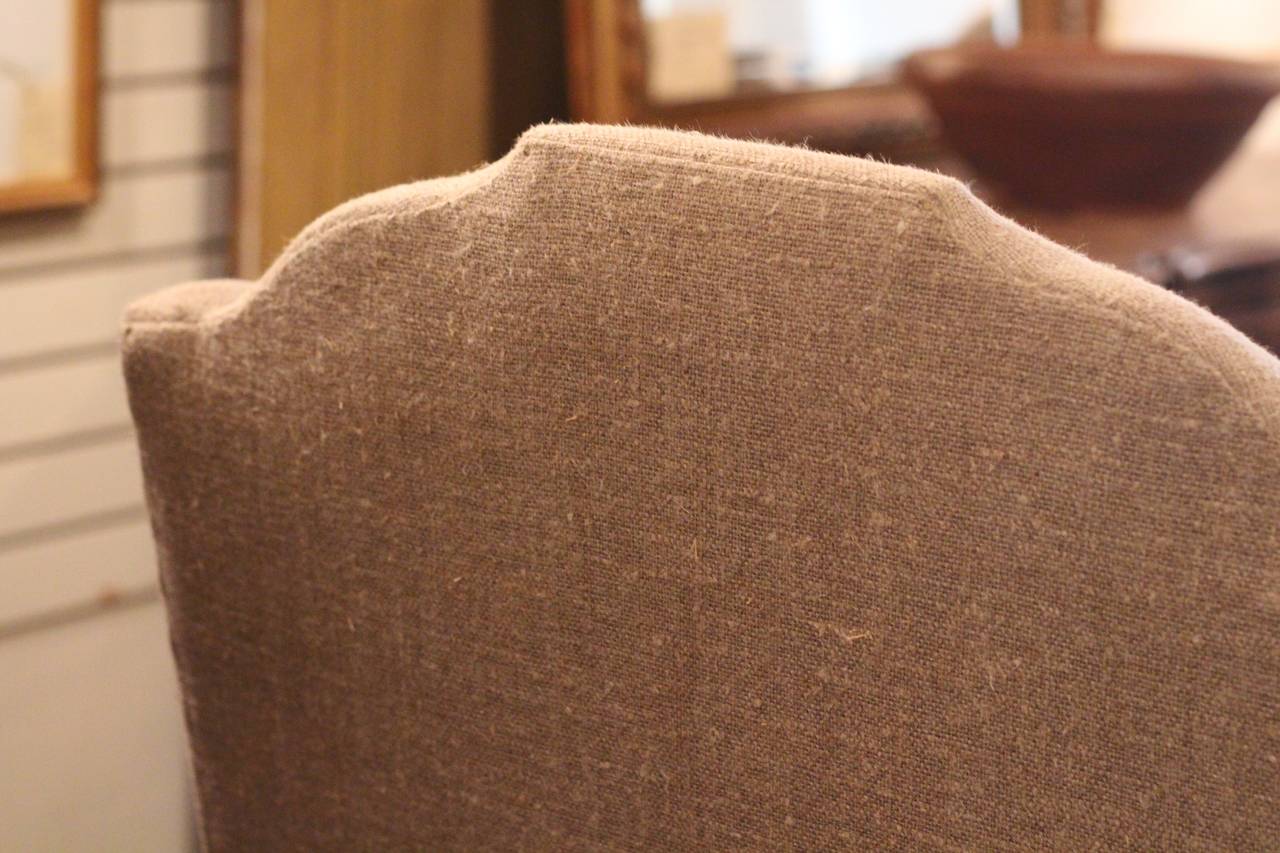 English Linen Arm Chair For Sale