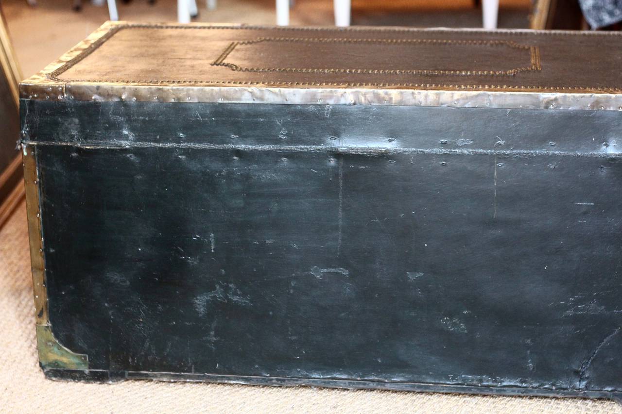 Camphorwood Leather Trunk In Excellent Condition In Birmingham, AL