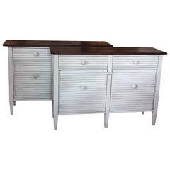 Pair of Painted Louvered Cabinets