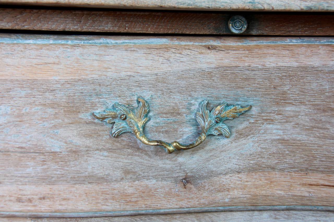 Oak Bleached Serpentine Chest with Brushing Slide For Sale