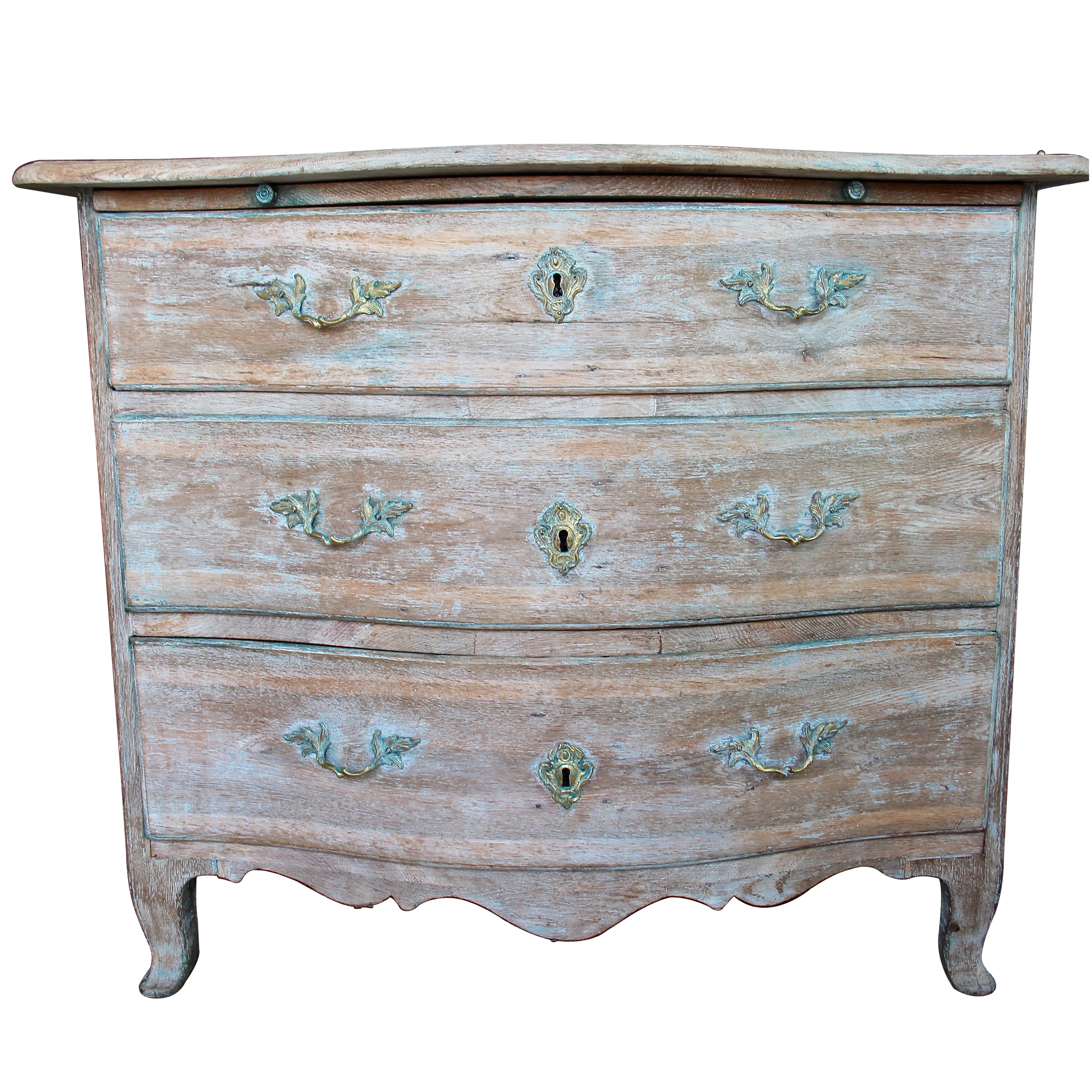 Bleached Serpentine Chest with Brushing Slide For Sale