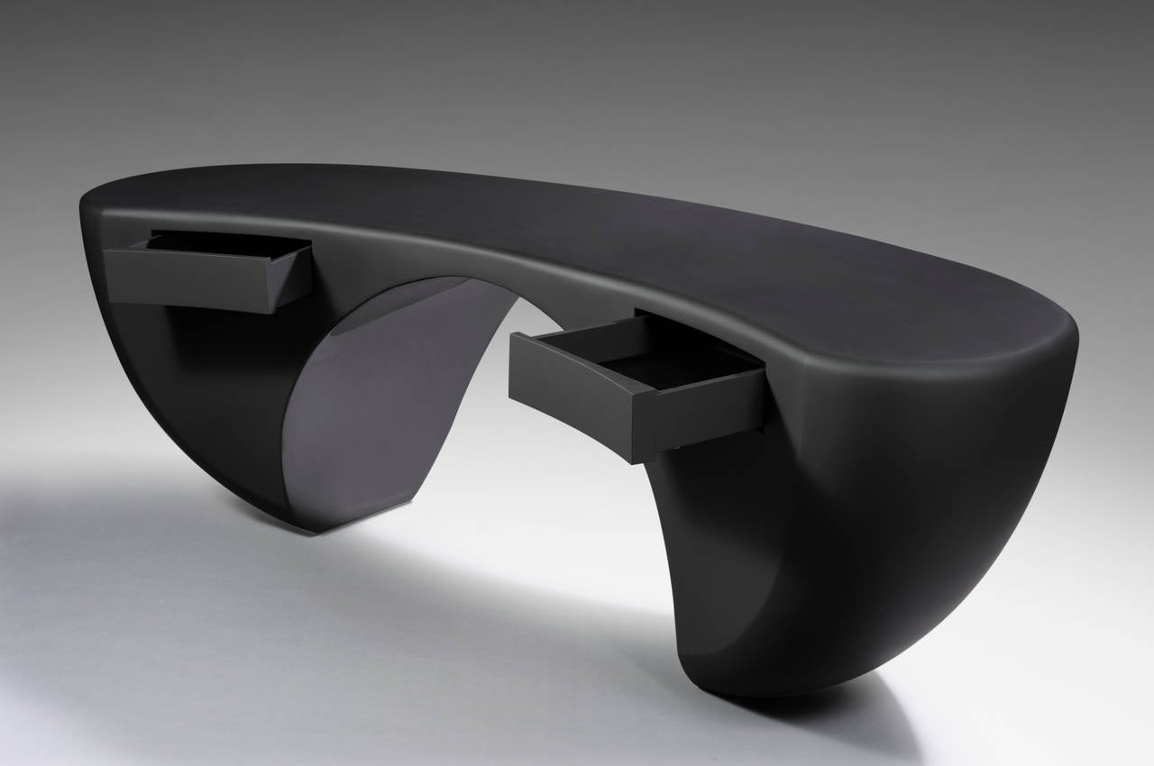 Modern Black Design Desk by French Designer Charly Bounan