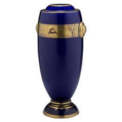 Three Beautiful Signed Art Deco Faience Vases by Pinon-Heuzé