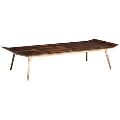 Blackburn Coffee Table with Polished Ziricote Wood and Silicon Bronze Base 8
