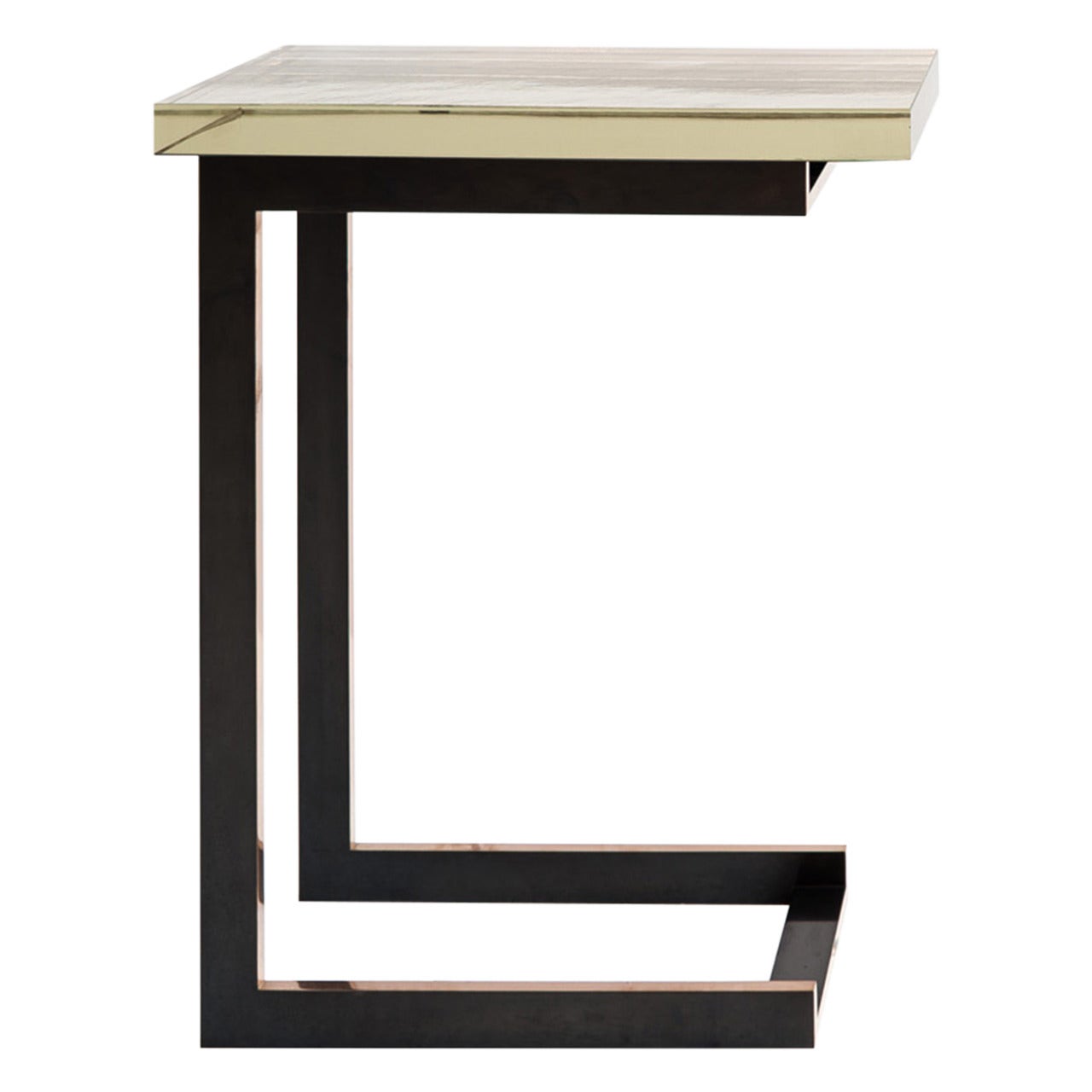 Dempsey Side Table with Mirrored Borosilicate Glass Top and Bronze Base