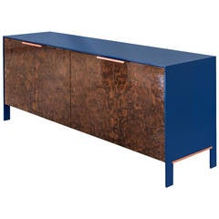 Johansson Cabinet or Sideboard with Lacquered Aluminium, Walnut Burl, Copper 9