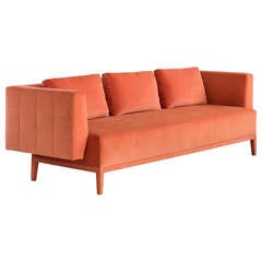 Liston Sofa with Quilted Back and Sides in Orange French Velvet 9