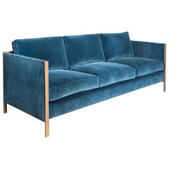 Armstrong Sofa with Blue Cotton Velvet and Silicon Bronze Frame 3