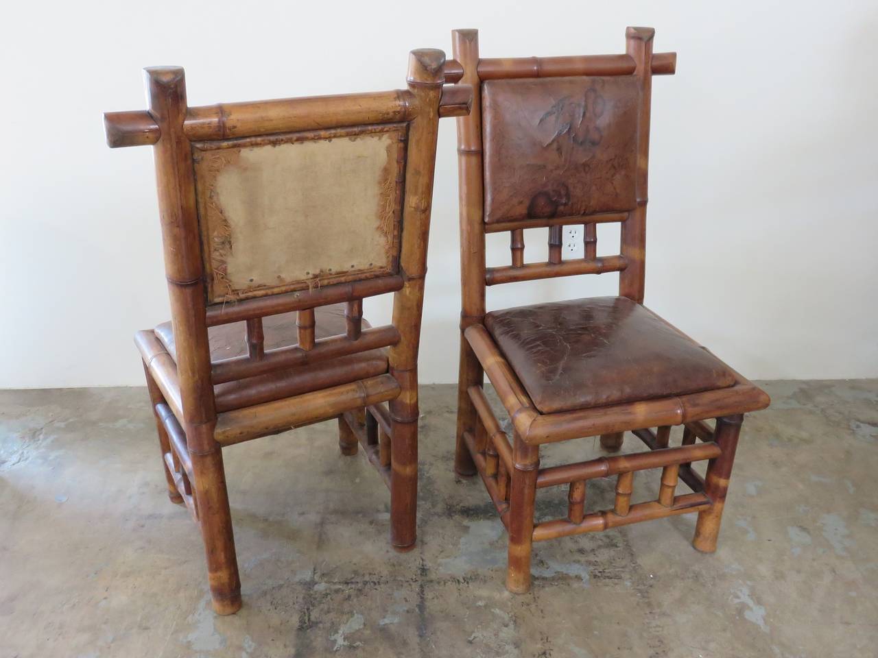 19th Century French Bamboo Hall Chairs 6