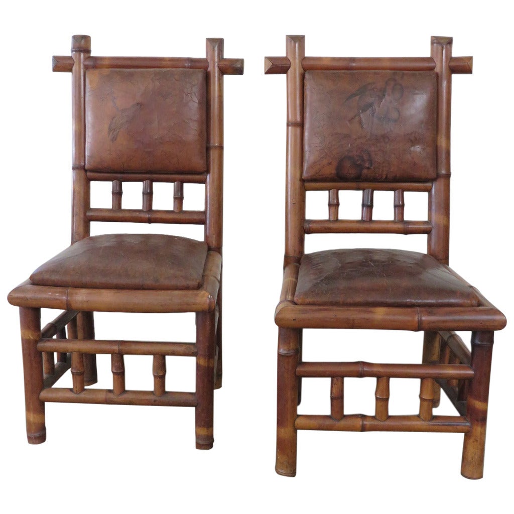 19th Century French Bamboo Hall Chairs