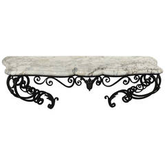 19th Century French Iron Console with Original Marble Top