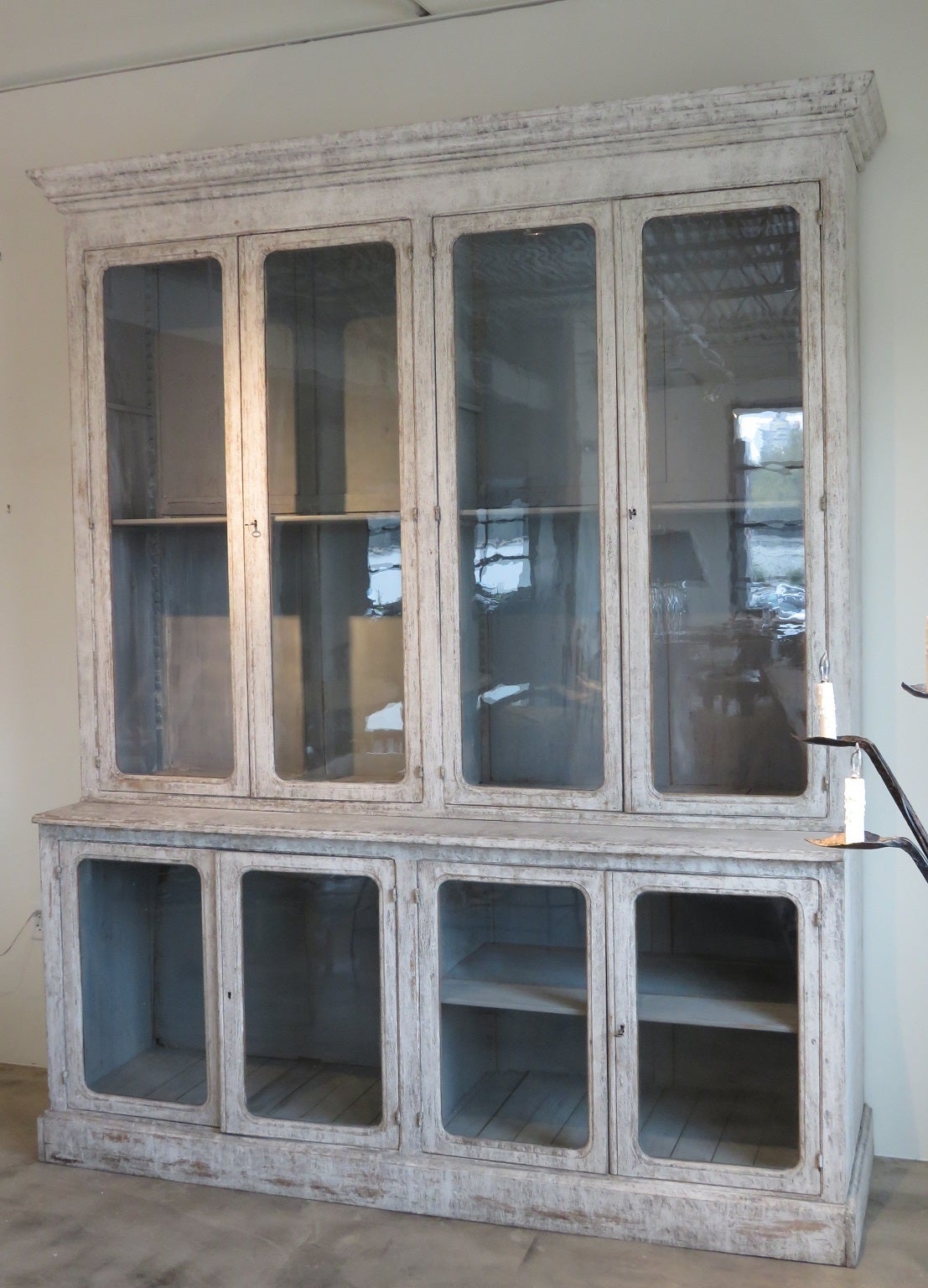 19th Century French Pharmacy Cabinet with Antique Glass 3