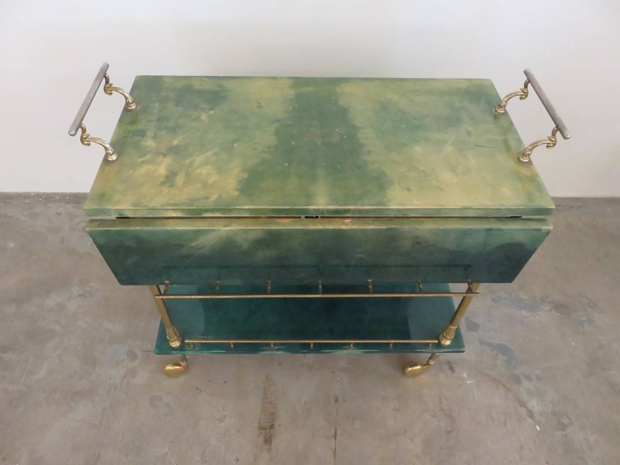 Goatskin Vintage Aldo Tura Bar Cart